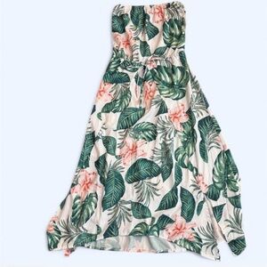 SHEIN Green and Pink Floral Midi Dress